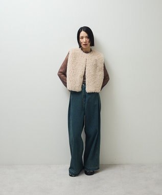 Green Parks シアー柄プルオーバー Check Brown