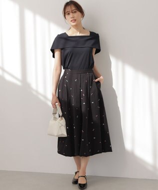 組曲 【WEB限定】ミニフラワーエンブロイダリー スカート ブラック系7