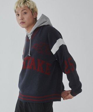 WEGO 【ユニセックス着用ITEM】ラインリブゲームロゴプルオーバー ネイビー