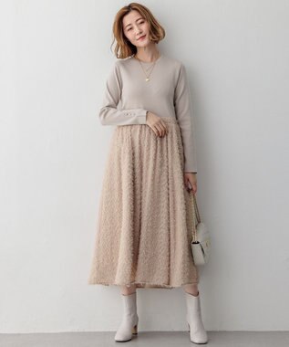 23区 【滝沢眞規子さん着用/一部店舗限定/洗える】ニットコンビジャカード ワンピース ベージュ系