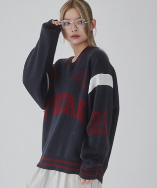 WEGO 【ユニセックス着用ITEM】ラインリブゲームロゴプルオーバー ネイビー