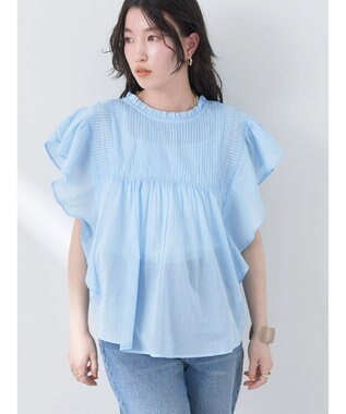 earth music&ecology コットンボイルフリルブラウス Sax