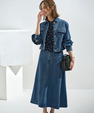 組曲 L シフォンオーガンプリント ティアードブラウス ネイビーベース系5