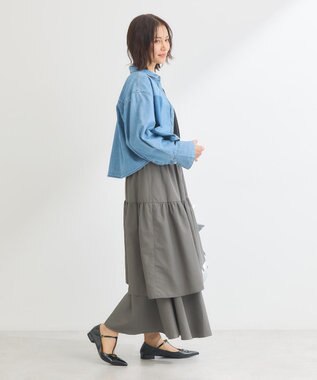 Green Parks ウエストラインフリルティアードスカート Charcoal Gray