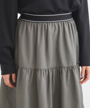 Green Parks ウエストラインフリルティアードスカート Charcoal Gray