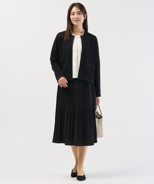 J.PRESS LADIES L ジャガード ニット ジャケット ネイビー系