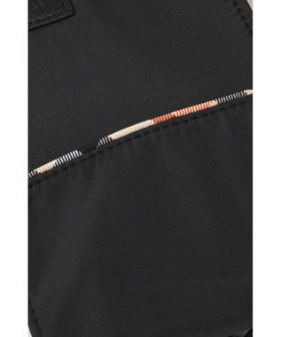 DAKS 軽量ナイロン×牛革 ハウスチェックディテール ネックポーチ ブラック