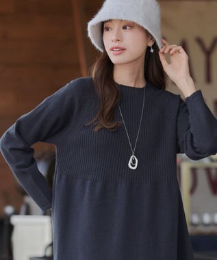 Tiaclasse 【新色追加・洗える】ミドルリブニットチュニック チャコールグレー