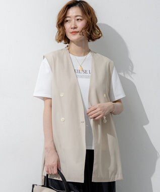 23区 【先行予約】ライトシアーマットクロス ノーカラー ジレ