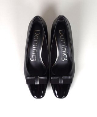 Dominic3 グログランリボン スクエアトゥパンプス ブラック