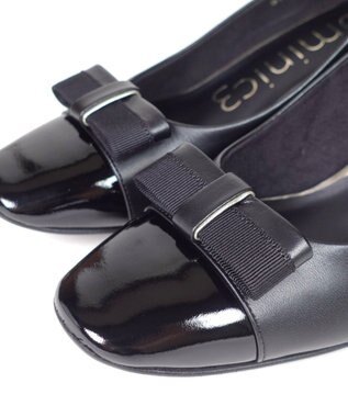 Dominic3 グログランリボン スクエアトゥパンプス ブラック