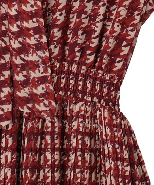 YECCA VECCA チェック柄ボウタイプリーツワンピース Bordeaux