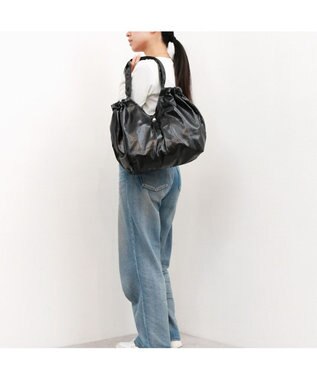 UNBILLION カシュカシュ cachecache / メタリックギャザーパッカブルトート ブラック