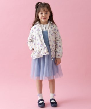 ANY KIDS フード取り外し 総柄 ブルゾン オフホワイト系花柄