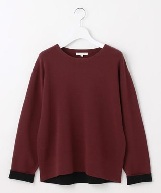 自由区 L 【カタログ掲載】レーヨンストレッチベーシックシルエット ニット ボルドー