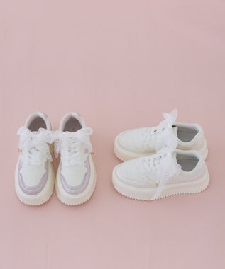 Maison de FLEUR レースリボン厚底スニーカー Off White