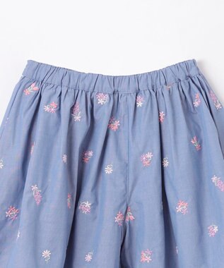 ANY KIDS フラワー 刺繍 キュロット デニムブルー