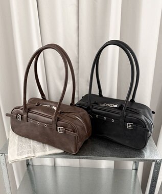 WEGO ベルトデザインボストンバッグ ブラック