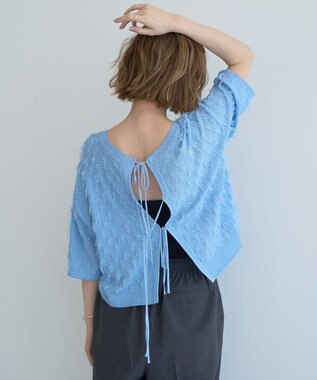 YECCA VECCA 2wayリボンフリンジニットカーディガン Off White