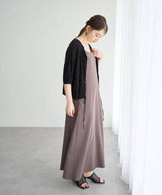 YECCA VECCA 2wayリボンフリンジニットカーディガン Off White