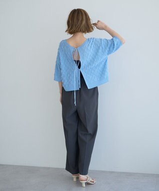 YECCA VECCA 2wayリボンフリンジニットカーディガン Off White