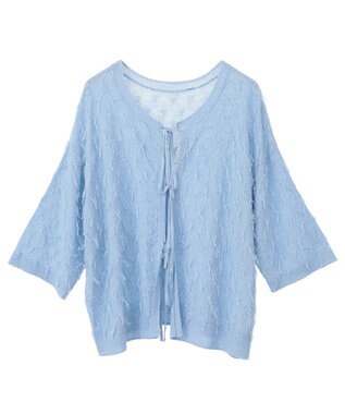 YECCA VECCA 2wayリボンフリンジニットカーディガン Off White