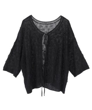 YECCA VECCA 2wayリボンフリンジニットカーディガン Off White