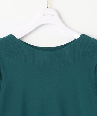 ANY SIS 【洗える】パフスリーブ ニット ダークグリーン