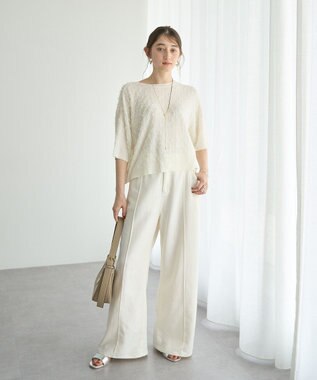 YECCA VECCA 2wayリボンフリンジニットカーディガン Off White