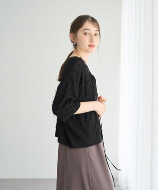 YECCA VECCA 2wayリボンフリンジニットカーディガン Off White