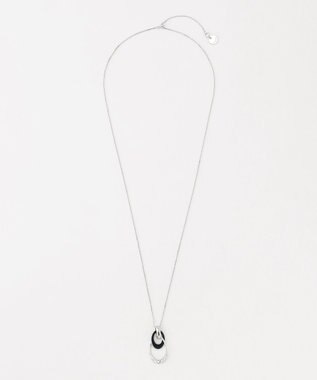 J.PRESS LADIES 【リバーシブル】 エポ オーバル ネックレス ネイビー×ライトグレー系