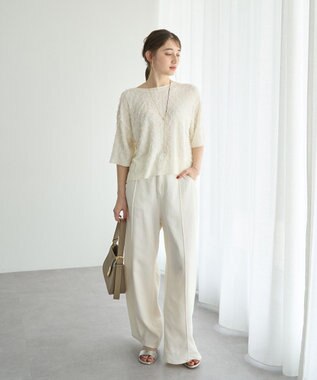 YECCA VECCA 2wayリボンフリンジニットカーディガン Off White