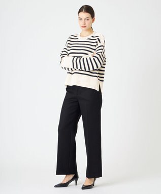 BEIGE， PONT NEUF/ ボーダーニットトップス Ecru×Navy