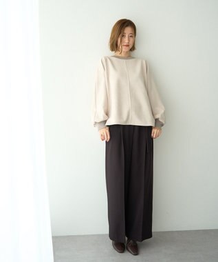 YECCA VECCA フェイクスエードデザインステッチプルオーバー Gray Beige