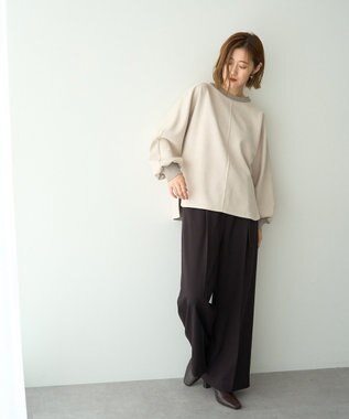 YECCA VECCA フェイクスエードデザインステッチプルオーバー Gray Beige