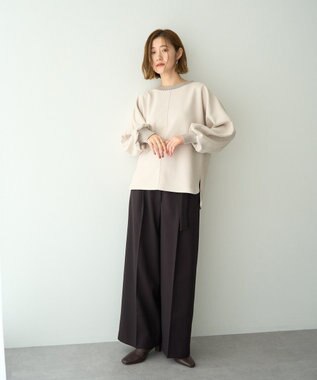 YECCA VECCA フェイクスエードデザインステッチプルオーバー Gray Beige