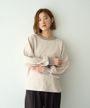 YECCA VECCA フェイクスエードデザインステッチプルオーバー Gray Beige