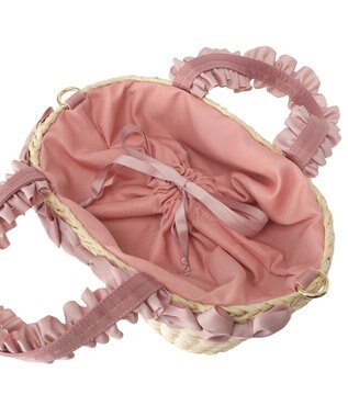 Maison de FLEUR 【2Way】フリルハンドルメイズリボン2Wayカゴバッグ Pink