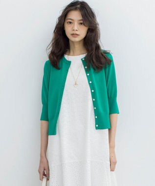 組曲 ドライタッチ 5分袖カーディガン