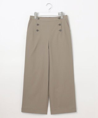J.PRESS LADIES 【洗える・接触冷感・UVケア・吸水速乾・防透け】麻シェルドライ ワイドストレート マリン パンツ カーキ系