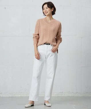 J.PRESS LADIES 【洗える】GIZA MERCERIZE COTTON ケーブル ニット ピンク系