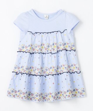 組曲 KIDS 【80-100㎝】ティアードフラワー チュニック サックスブルー