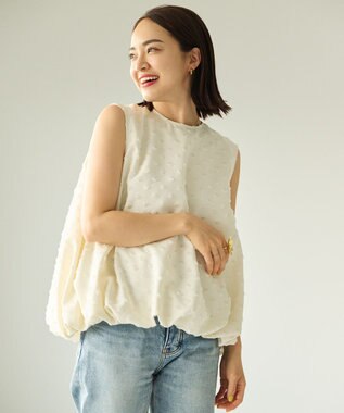 #Newans ジャガードドットバルーンブラウス オフ