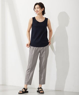 J.PRESS LADIES コットンリブ ノースリーブ カットソー ネイビー系