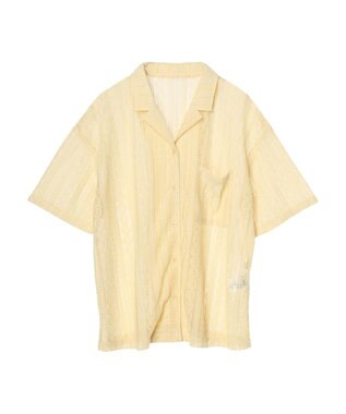 earth music&ecology フラワーレースシャツ Yellow