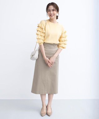 組曲 S 【WEB限定カラーあり】MINA 袖フリルニットプルオーバー イエロー系9