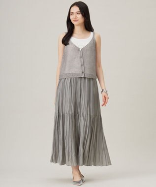 自由区 【接触冷感・洗える】ハンドワッシャープリーツ スカート グレー