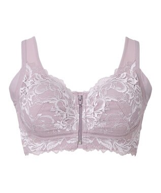 BRADELIS New York 【BRADELIS NewYork peace / ノンワイヤー・フロント留め・スッキリ着痩せ】細く見えるフロントファスナーブラ23 S～5L アンティークモーヴ