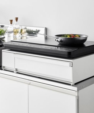 tower IHクッキングヒーターラック タワー 引き出し&スライドテーブル ホワイト