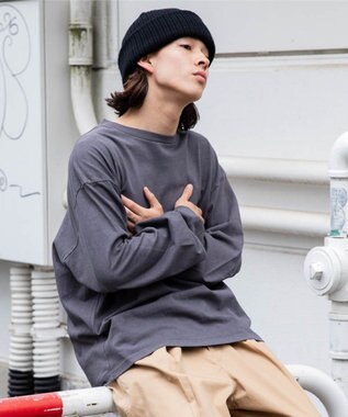 WEGO ピグメントクルーネックロンT スミクロ